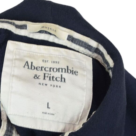 Abercombie Hoodie L Navy Full Zip Hooded Grunge Sweatshirt Vtg Y2K Skater Moto - Picture 5 of 6